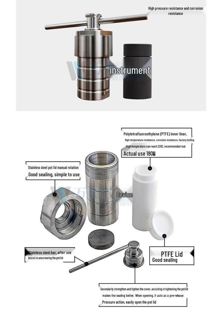 Hydrothermal Synthesis Autoclave with PTFE/PPL Liner - High-Temperature Digestion Vessel