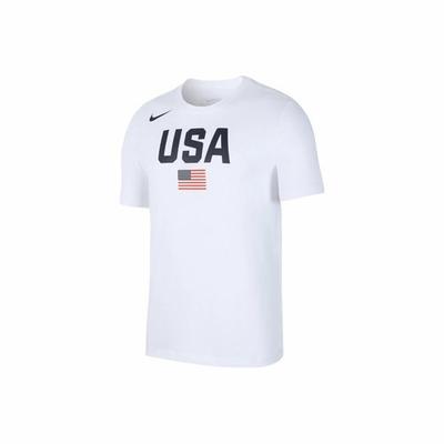 Herren USA Team Briefdruck Basketball Trainings-T-Shirt Kurzarm Weiß