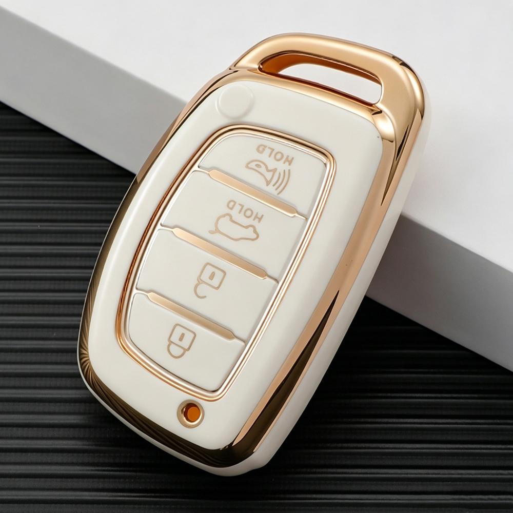 Car Key Case Cover for Hyundai Tucson Santa Fe Rena Sonata Elantra Creta Ix35 Ix45 I10 I30 I40 TPU 4 Button Fob Accessories