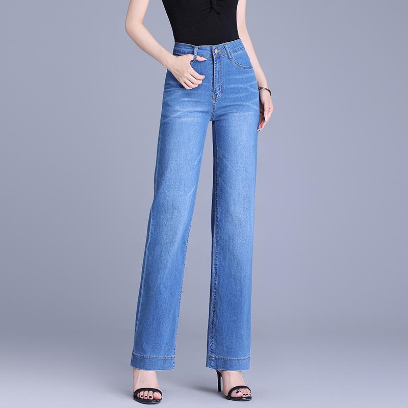 Women's High Waist Loose Fit Wide Leg Long Jeans Pants Straight Leg Denim Pants
