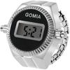 "Retro Digital LED Ring Watch Calendar Stopwatch Free Size Waterproof Silver Fashion Accessory for Men and Women"