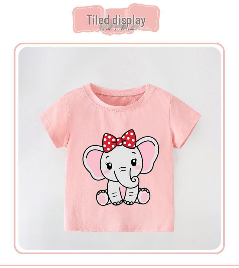 European Style Girls' Summer 2026 Cartoon T-Shirt: Round Neck, Short Sleeve for Kids