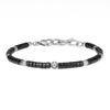 COAI Men's Fleur-de-Lis Black Stone Bracelet, 4 Mm