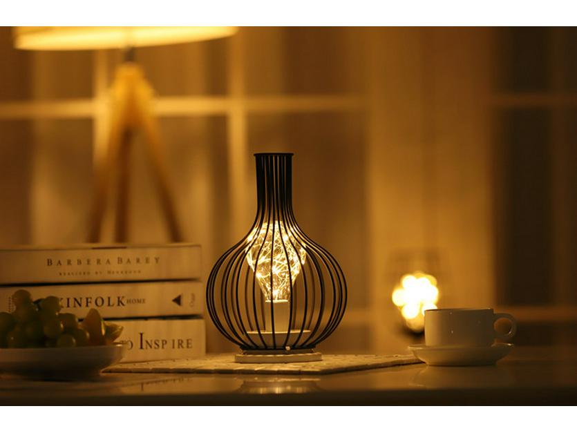 Nordic Wrought Iron Wine Glass Lamp - Indoor Decorative Copper Wire Christmas Light