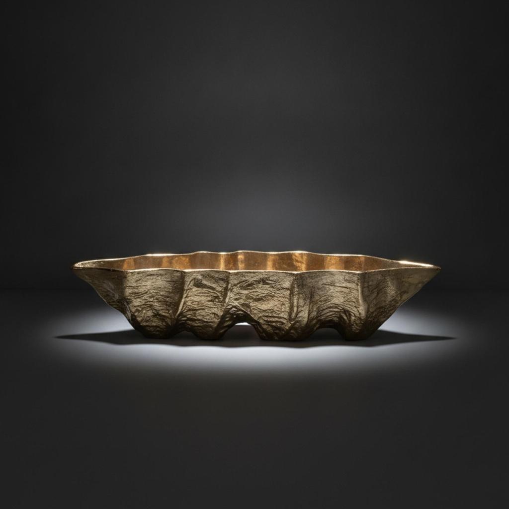 Sculptural Decorative Bowl with Enamel Finish Multifunctional Aluminum Fruit