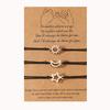 2025  Friendship Card Bracelet Able And Personalized Alloy Oil Drop Sun Moon Star Wax Rope Woven Bracelet 3-Piece Set