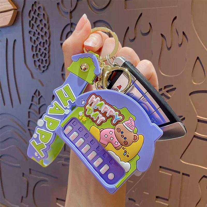 Cartoon Music Bear Electronic Organ Keychain Pendant Cute Children'S Schoolbag Small Pendant Creative Small Gift