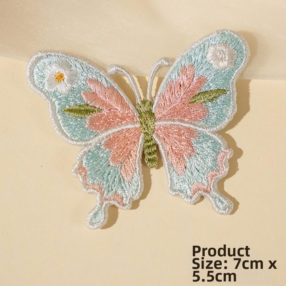2pcs Heat Transfer Flower Patches Embroidery Design Butterfly Patches For Clothing Accessories