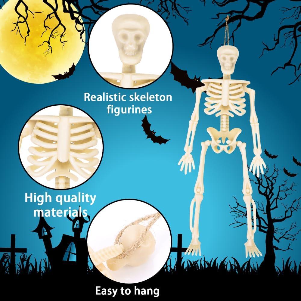 6/12PCS Mini Skeleton Figurines Small Skeletons Halloween Decorations for Craft Haunted House Accessories Party Favors 6 Inch