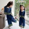 Toddler Girl 2025 Spring/Autumn Vest & Denim Pants Set