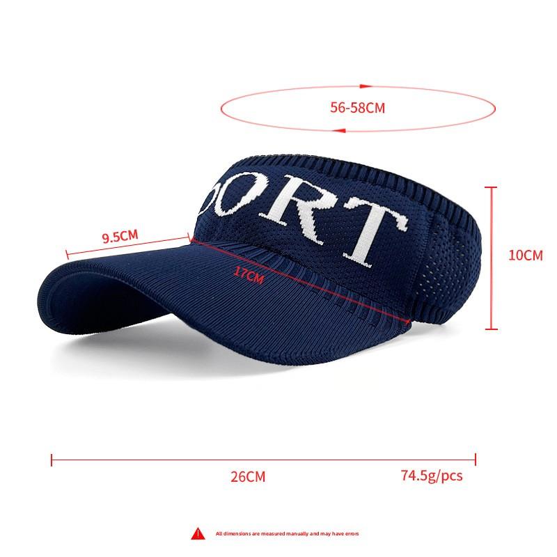 100% Polyester Visor Hat Sporty Design for Summer Outdoor Sports Breathable Sun Protection with Baseball Concept