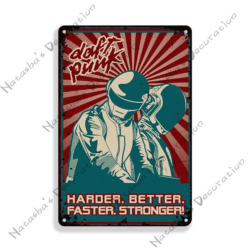 Daft Punk Vintage Poster Rock Music Metal Sign Retro Poster Metal Plaque Pub Bar Club Bedroom Decorative Plate Music Wall Decor