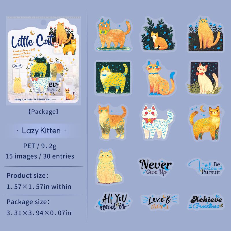 30sheets/bag Sticker Pack Kawaii Girl Cat Sticker Scrapbook Office Stationery DIY Hand Account Book Notebook Decoration Stickers