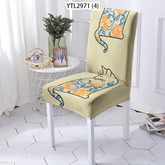 Animal Style Chairs Covers Cover For Dining Chair Cat Pattern Elastic Chairs Covers Case Stretch Home Removable Chair
