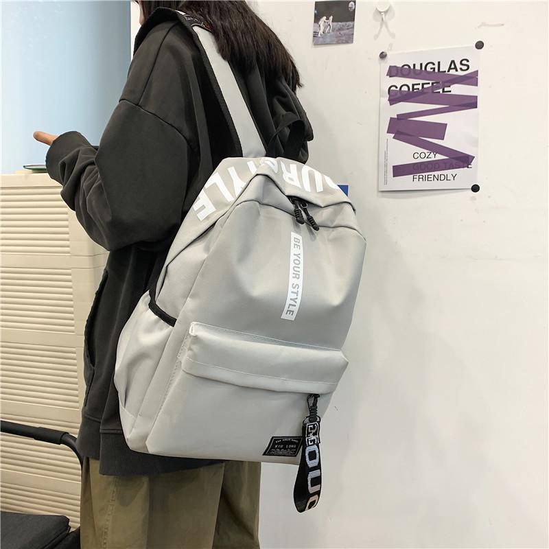 Рюкзак большой вместимости из ткани Оксфорд для студенток светло-серый 2097₽