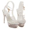 Amoy 23 summer new models heel stage catwalk sandals transparent crystal high heels women's shoes e-commerce