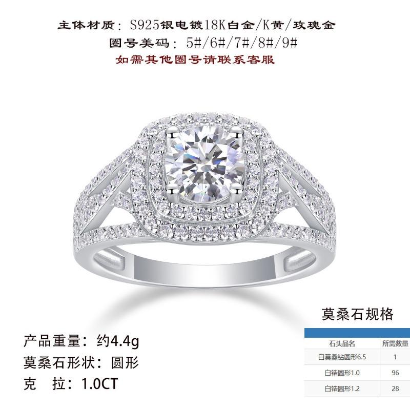 

Hot Sale Inlaid Real Moissanite Flash Ring S Sterling Silver Moissanite Closed Premium Ring us size 7