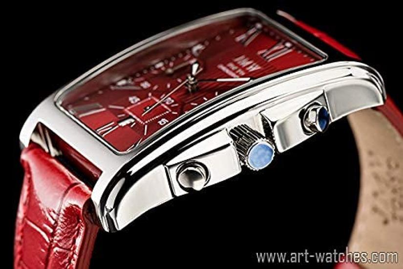 JMW TOKYO Square Red Square Limited Seiko Quartz Leather Genuine Simple Popular for Day Gift to 300 pieces Men's Watch, & Silver, Rectangular, Men's