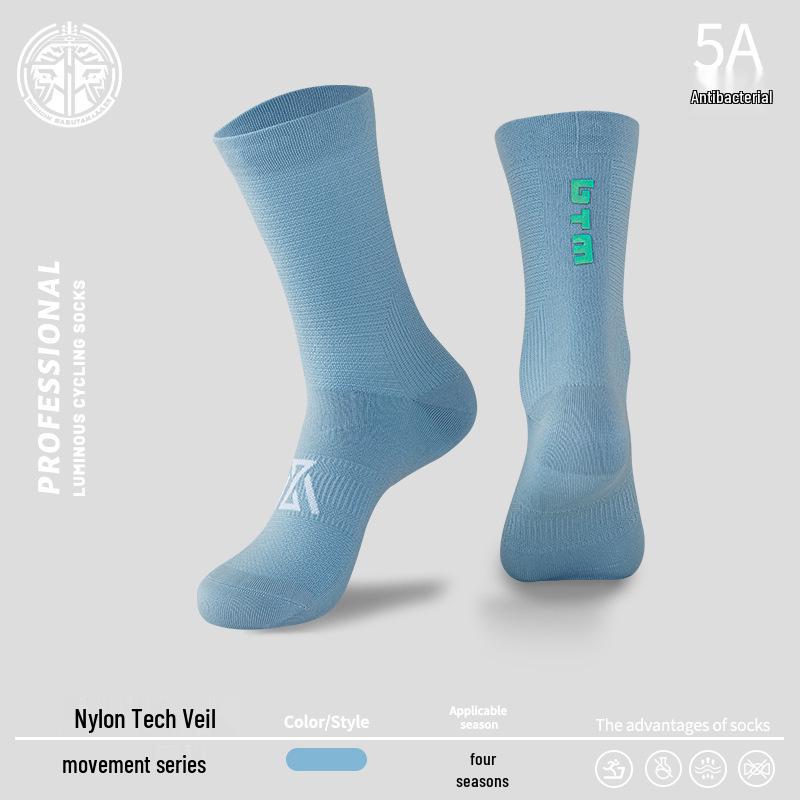 Men's and Women's Anti-Odor Reflective Cycling and Running Mid-Calf Socks