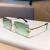 Kajia new sunglasses metal frame toothed pattern lenses square rimless glasses men's and women's big-name flat glasses