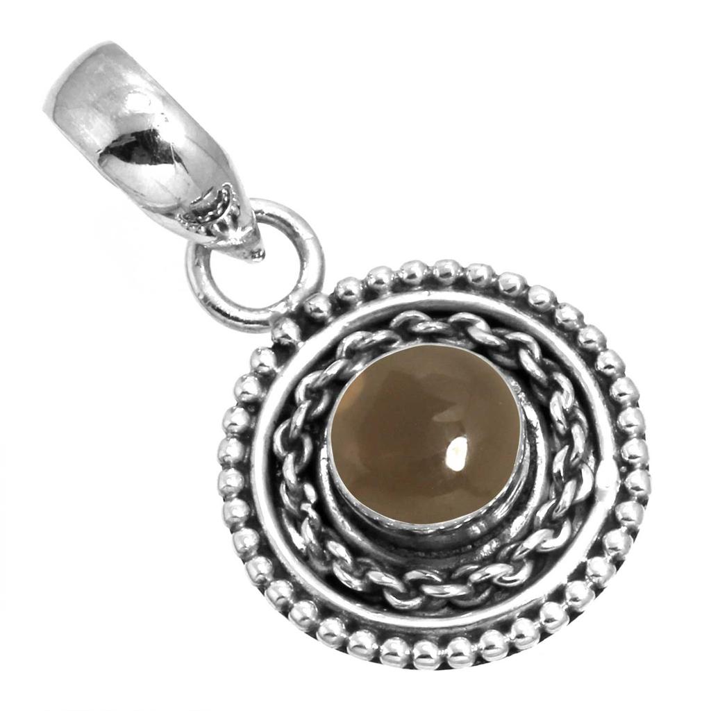 925 Sterling Silver Pendant Women Gemstone Handmade Jewelry Engagement Gift Malachite Moonstone Rose Quartz Red Stone Smoky Topaz Tiger Eye Boho