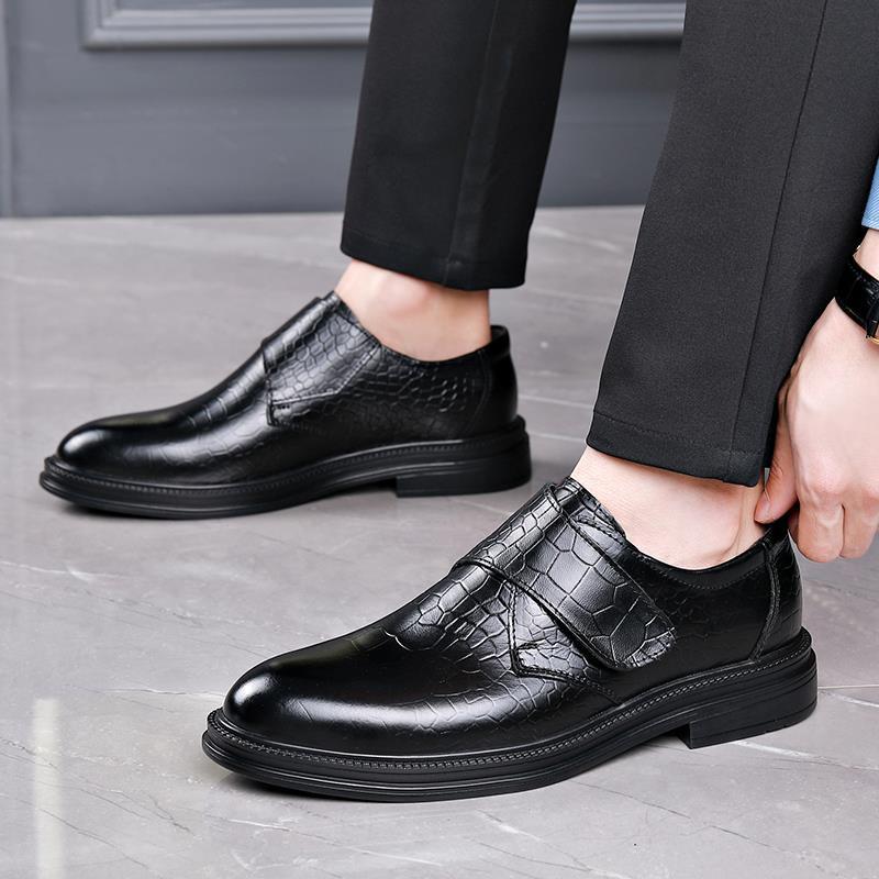 

Кожаная обувь мужская новая весенне-осенняя дышащая business casual обувь мягкая подошва нескользящая модная рабочая обувь 38 чёрный
