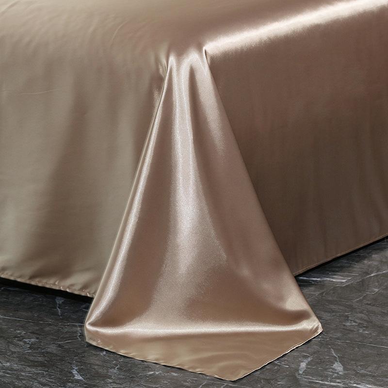 Luxuriöses 90% Maulbeerseiden-Bettlaken-Set Einfarbig Seidiges Satin-Spannbettlaken Weiche Hautfreundliche Bettwäsche mit Kissenbezug King-Size