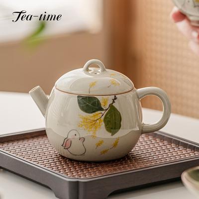 150 ml Teekanne aus Keramik mit Pflanzenasche, handbemalt, niedliches Kaninchen, Wasserkocher für den Haushalt, Kung-Fu-Teeservice, chinesischer Teezubereiter, Teezeremonie