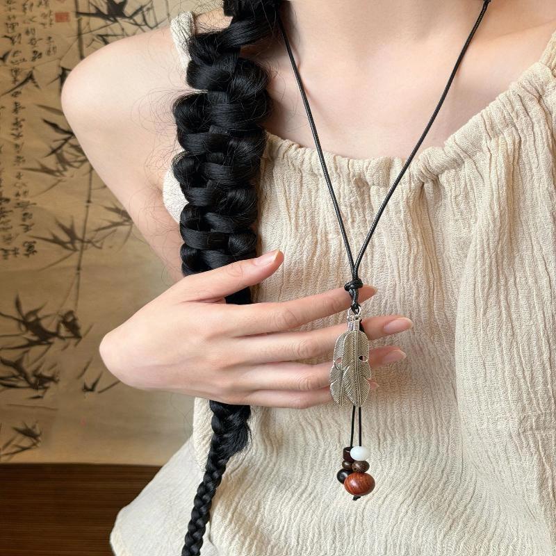 Vintage náhrdelník v bohémském stylu pro dívku, etnický styl, keramický přívěsek s motýlem, náhrdelník, šperk, dárek