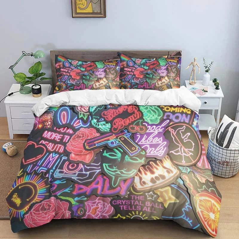 American cartoon illustration Print Polyester Bedding Sets Children or Adults for Beds Quilt Cover Pillowcase Anime bedding set