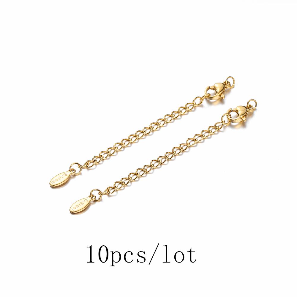 10/50pcs Stainless Steel Extension Chains with Lobster Clasps Connector Link Necklace Tail Making DIY Bracelet Accessories