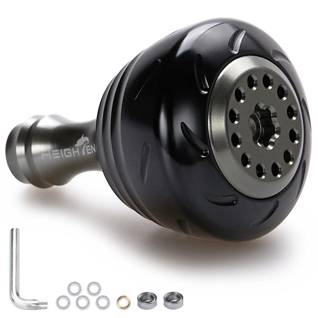 HEIGHTEN 30mm Reel Handle Knob 4 Colors Compatible with Shimano Daiwa Type A Type S Drum Series (Daiwa) (Black) (193)