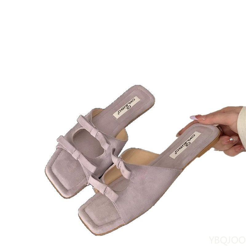 Fashion Women's sexy comfortabie flat Slippers Bowknot Fashionable versatile Shoes Summer New 2025 Elegant minimalist Sandalias