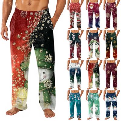 Pánske domáce nohavice s celoplošnou potlačou, nohavice na spanie, dlhé nohavice, pyžamové nohavice