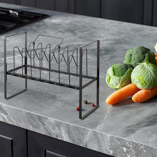 Pot Lid Holder Countertop Organizer Shelf Strong Load-bearing Adjustable Design Expandable Kitchen Storage Rack