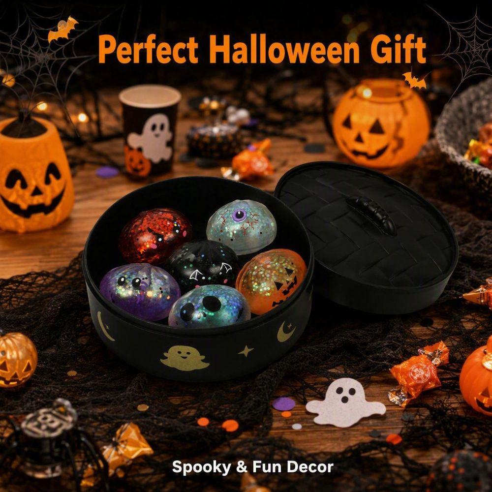 6 Stück/Set Halloween Squishy Kristallbrötchen Weich Niedlich Fidget Sensorisches Spielzeug Partygeschenke