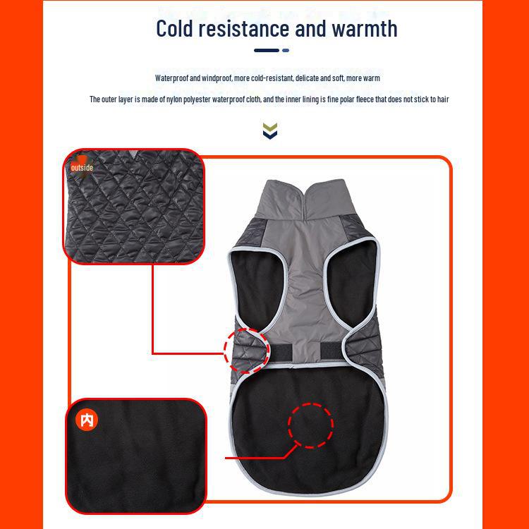 Meiqi Reflective Winter Jacket for Large Dogs - Pet Coat for Shiba Inu & Golden Retriever