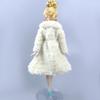 Lady Clothes Set for Barbie Doll Outfits Floral Slim Dress & Beige Fur Coat Parka For 1/6 Doll Accessories Toys For Children