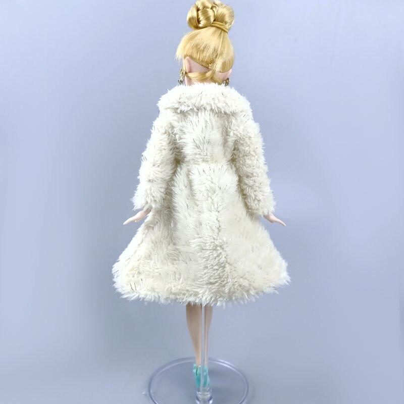Lady Clothes Set for Barbie Doll Outfits Floral Slim Dress & Beige Fur Coat Parka For 1/6 Doll Accessories Toys For Children