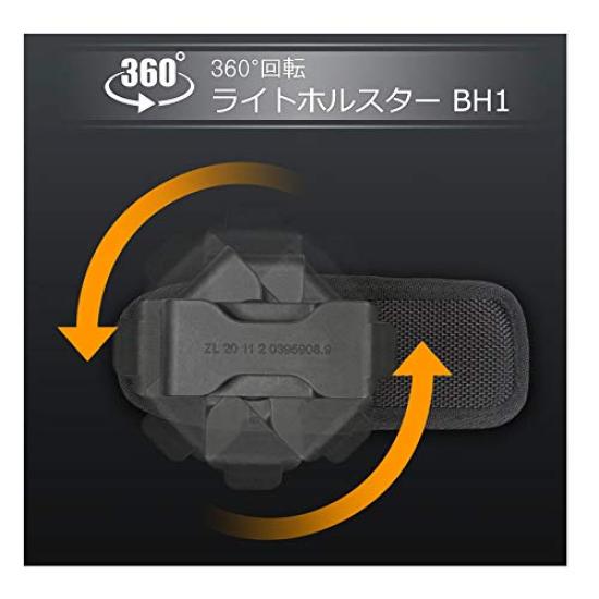 BLACK WOLF Flashlight Holster Adjustable Belt Loop for Handheld Work Nylon Flashlight Ballpoint Pen Holster BH-1, 360-Degree Rotation, Angle,