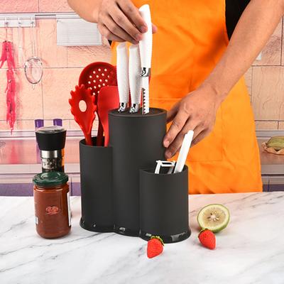 3-In-1 Universal Cutter Holder Kitchen Tools Rack Large Utensil Storage Space-Saving Carrier Versatile Chopstick Barrel Tableware Organizer