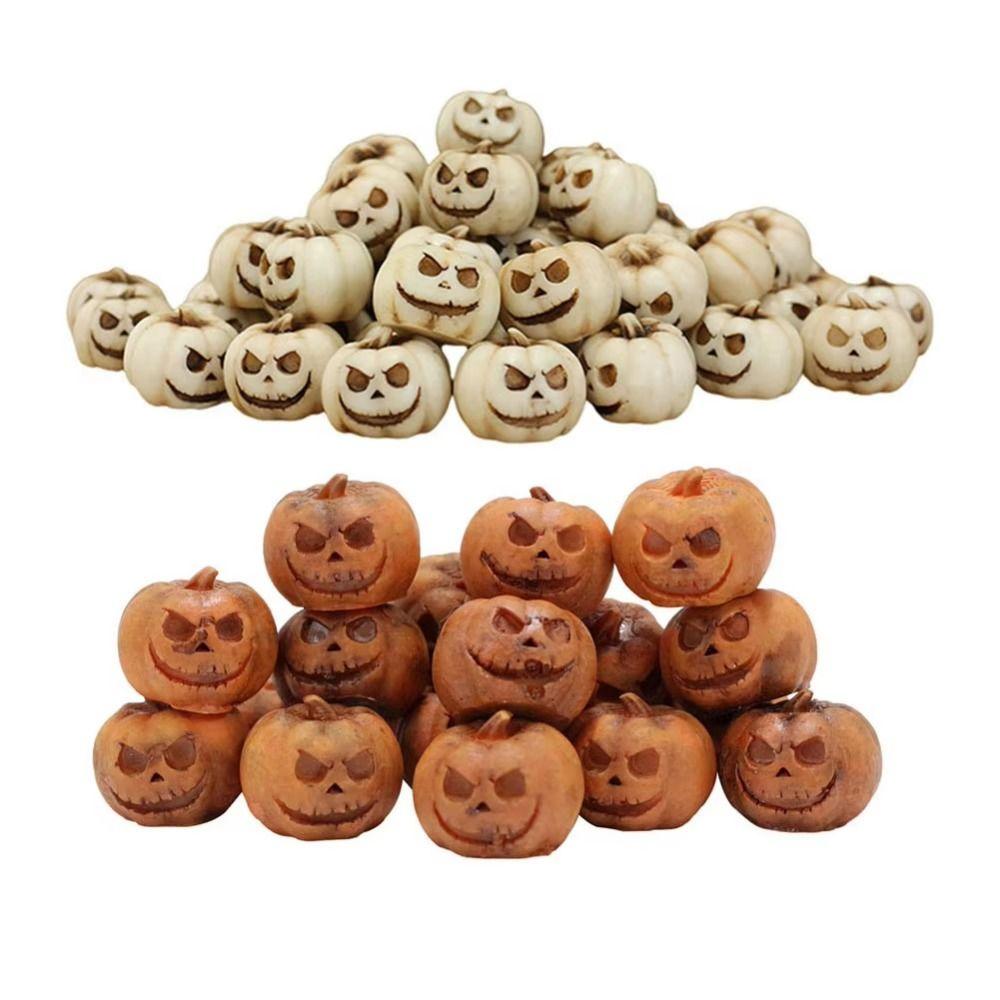 20pcs Resin Halloween Pumpkin Decoration Reusable Scary Mini Fake Simulation Pumpkin Funny Creative Halloween Ornaments