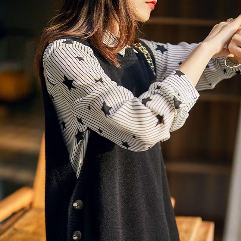 Autumn 2025 Women's Sleeveless Knit Vest - Loose Round Neck Sweater Shawl Top for Versatile Outerwear