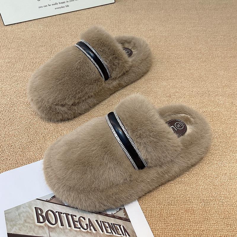 

2025 осень и зима корейская версия хлопковая обувь плюшевая обувь теплая плюшевая обувь мягкая подошва универсальные хлопковые тапочки 40 хаки