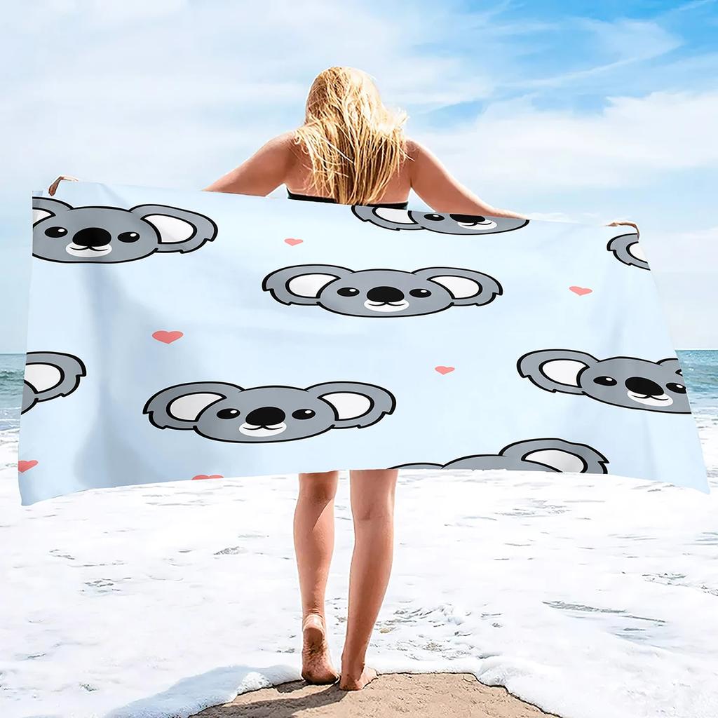 Cartoon Koala Strandtuch, Mikrofaser Große Badetücher, Schnelltrocknende Pooltücher Übergröße, Fitnessstudio Poolseite Sonnenliege Überwurf für Männer Frauen