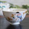 Waza no Kura Stylish Kutani Ware Rice Bowl with a Bird and Mountain Cherry Blossom Design, Ceramic, High-Quality Brand, Japanese Tableware, Made in Ja