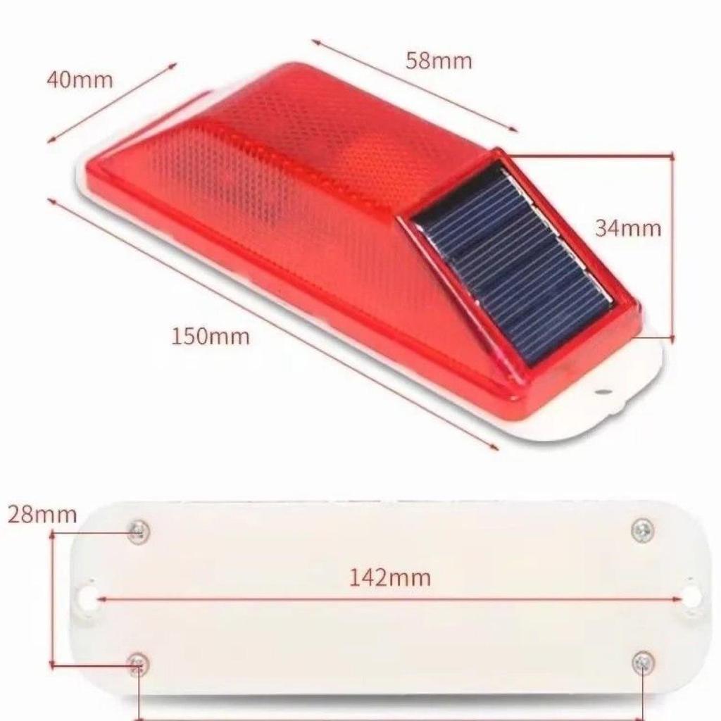 Solar LED Construction Site Warning Light - Width Indicator with Flashing Signal for Nighttime Safety