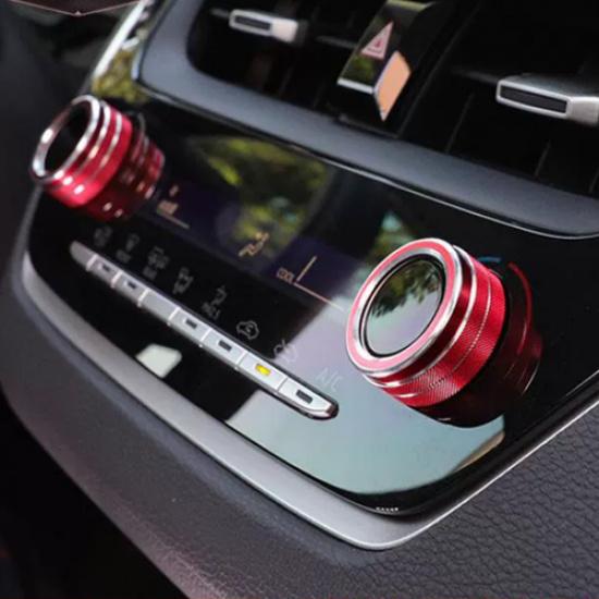 For Toyota Corolla Cross -2024 Red Car Air Condition Knob Button Ring Cover