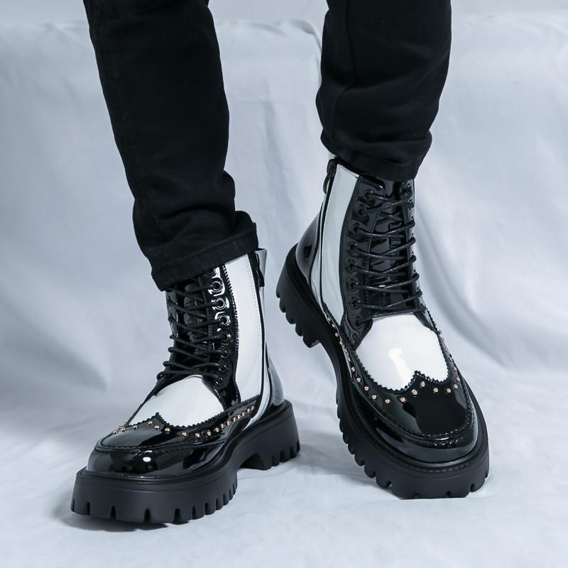 Fashion Lace up high top leather shoes Trendy men's classic styles Leisure Outdoor Street daily Plus Size Nightclub party shoes Hot