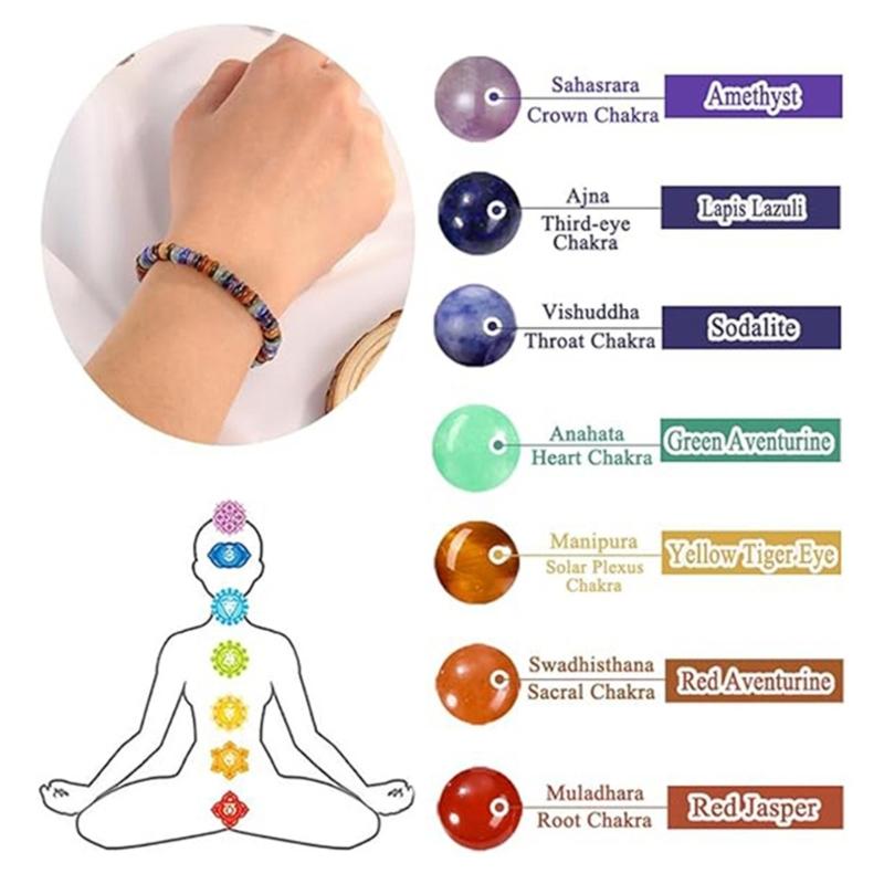 Handmade Multicolor Natural Stone Flying Disc Beaded Bracelet Lightweight Adjustable Jewelry For Women Men